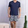 07 pijama masculino que brilha na luz negra microfibra azul