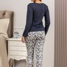 08 pijama microfibra flanelado feminino slim longo de inverno azul
