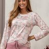 07 pijama feminino microfibra slim longo floral rosa
