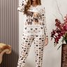 Pijama Feminino Microfibra Flanelado Térmico Estampa De Urso Off Longo