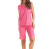 05 pijama regatao microfibra feminino de bermuda rosa forte
