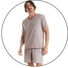01 pijama masculino microfibra cinza curto verao