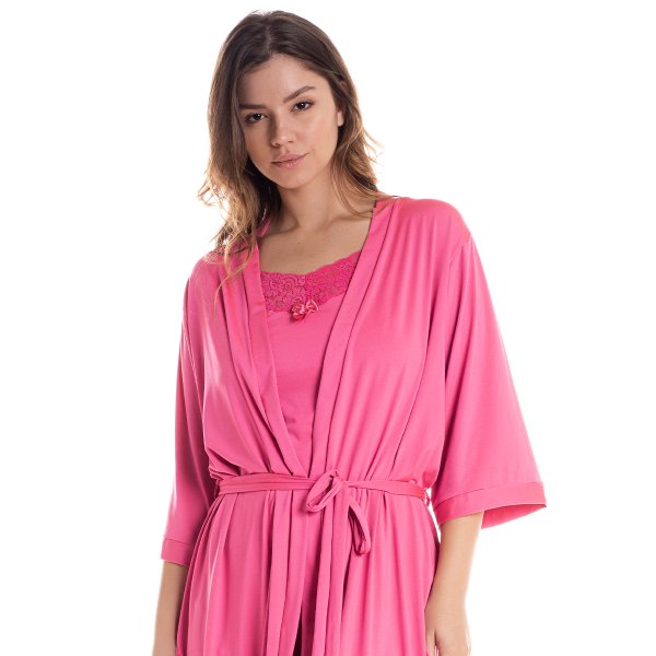 06 robe feminino microfibra sofisticado rosa