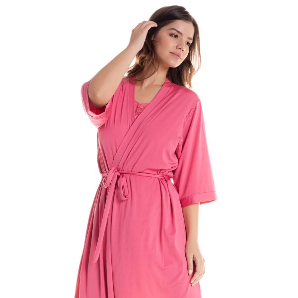 07 robe feminino microfibra sofisticado rosa