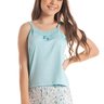 05 pijama feminino short doll microfibra detalhe em renda com alcinha azul