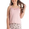 07 pijama feminino short doll microfibra detalhe em renda com alcinha rosa