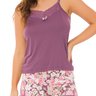 04 pijama feminino short doll microfibra detalhe em renda com alcinha violeta