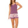 05 pijama feminino short doll microfibra detalhe em renda com alcinha violeta
