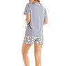 04 pijama feminino microfibra de manga com shorts curto azul claro