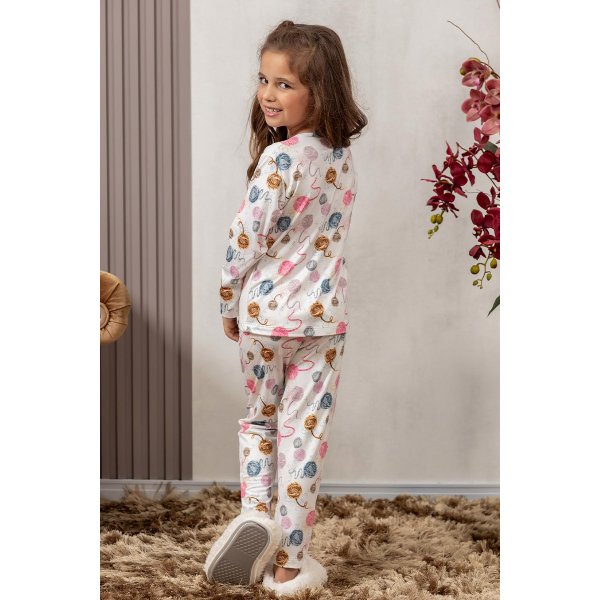 05 pijama infantil microfibra flanelado quentinho feminino estampa de gato