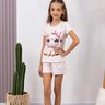 Pijama Infantil Feminino Microfibra Estampa Ovelha Off Verão