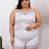 04 pijama short doll feminino plus size estampado azul com alcinha reguladora detalhe em renda