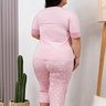 07 pijama feminino microfibra de botao com renda de capri plus size rosa