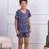 Pijama Microfibra Infantil Masculino Estampado Azul Curto