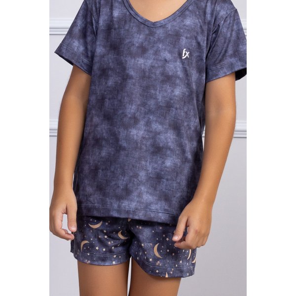 14 pijama microfibra infantil masculino estampado azul curto
