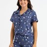 09 pijama curto americano feminino de microfibra azul astronauta