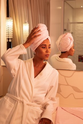 09 touca feminina microfibra com forro de algodao para cabelos rosa