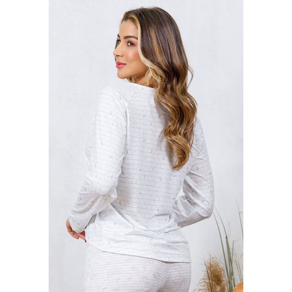 09 pijama longo microfibra feminino slim listra off white