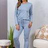 02 pijama longo feminino jacquard microfibra slim azul sofisticado inverno