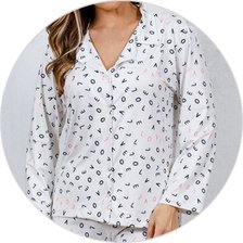 05 pijama longo americano microfibra botao love off