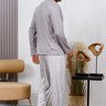 06 pijama longo masculino microfibra inverno cinza sofisticado
