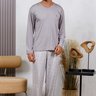 Pijama Longo Masculino Microfibra Inverno Cinza Sofisticado