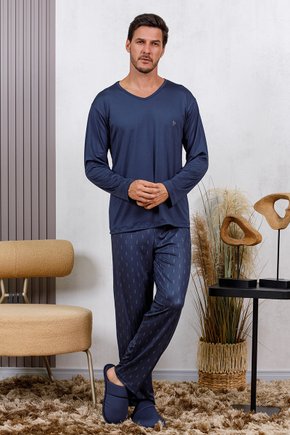 comprar online pijama masculino fofuxa microfibra longo inverno calca pijamas frente