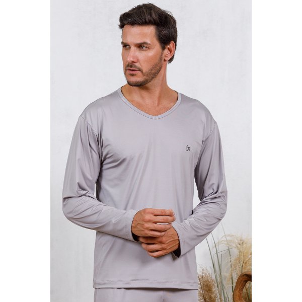 comprar online pijama longo microfibra inverno masculino leve meiofrente