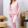 Pijama Longo Sofisticado Microfibra Feminino Renda Inverno Rosa