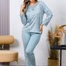 Pijama Longo Sofisticado Microfibra Feminino Renda Inverno Verde Floral