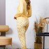 06 pijama longo feminino microfibra flanelado slim amarelo leao