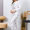 08 pijama longo feminino microfibra flanelado boneco de neve branco