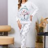 Pijama Longo Feminino Microfibra Flanelado Boneco De Neve Branco