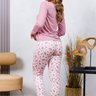 05 pijama longo microfibra flanelado feminino slim de inverno rosa envelhecido