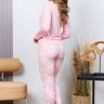 05 pijama longo microfibra flanelado feminino slim de inverno rosa floral