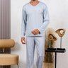 Pijama Longo Microfibra Flanelado Masculino Azul Céu