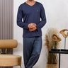 Pijama Longo Microfibra Flanelado Masculino Azul Noite