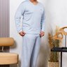 Pijama Longo Masculino Microfibra Flanelado Plus Size Azul Claro