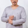 07 pijama longo masculino microfibra plus size de inverno cinza