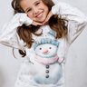07 pijama longo feminino plush infantil inverno off estampa boneco de neve