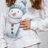 08 pijama longo feminino plush infantil inverno off estampa boneco de neve