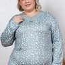 07 pijama longo plus size feminino microfibra detalhe em renda verde flor