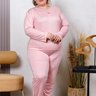 06 pijama longo plus size feminino microfibra detalhe em renda rosa sofisticado