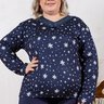 07 pijama longo microfibra flanelado feminino plus size de inverno detalhe renda azul noite