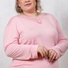 08 pijama longo microfibra flanelado rosa flor com detalhe em renda plus size