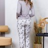 06 pijama longo feminino microfibra slim toque macio e suave cinza orquidea