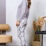 08 pijama longo feminino microfibra slim toque macio e suave cinza orquidea