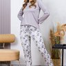 10 pijama longo feminino microfibra slim toque macio e suave cinza orquidea