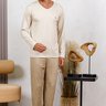 Pijama longo Masculino Microfibra Termico Flanelado Bege