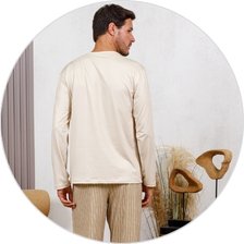 06 pijama longo masculino microfibra termico flanelado bege